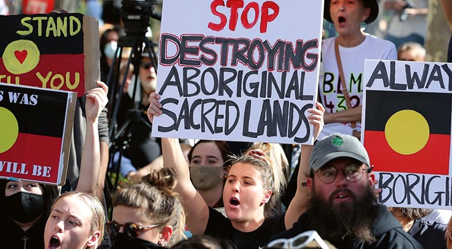 Protesters at the Pilbara mine