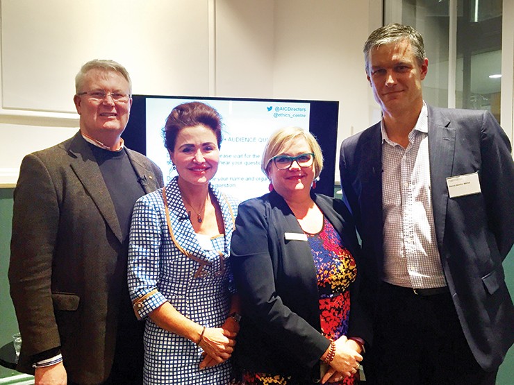 Dr Simon Longstaff AO, Lisa Claes MAICD, Linda Fitzhardinge GAICD and Dennis Gentilin MAICD