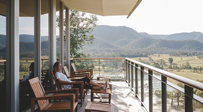 Woman outside spa resort