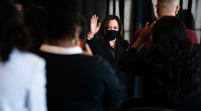 Vice-President Kamala Harris speaking at an HBCU