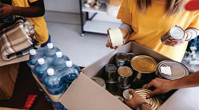 Foodbank charity with cans