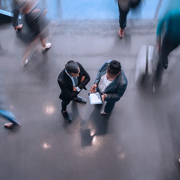 two business people in focus