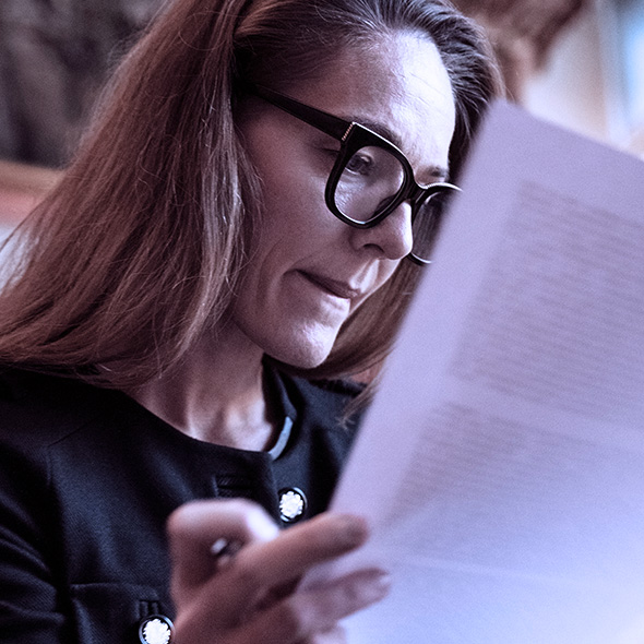 lady reading a document