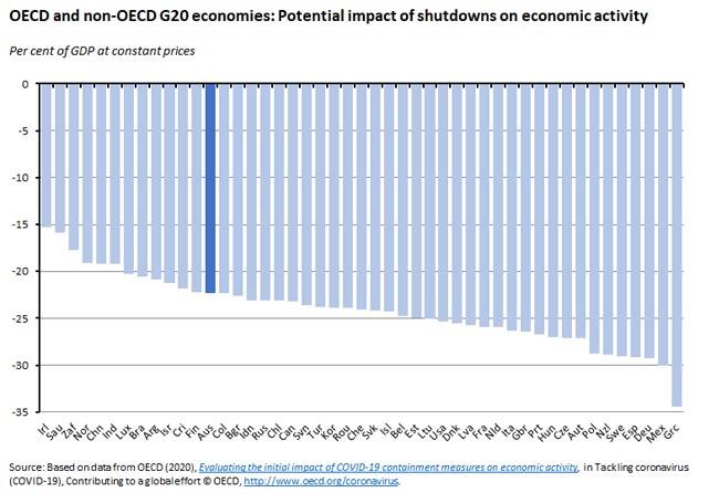 OECD and non-OECD G20 Economics: Potential impact of shutdowns on economic activity