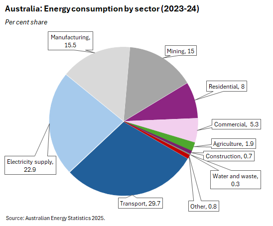 Per cent share. Source: Australian Energy Statistics 2025