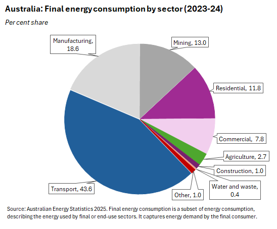 Per cent share. Source: Australian Energy Statistics 2025