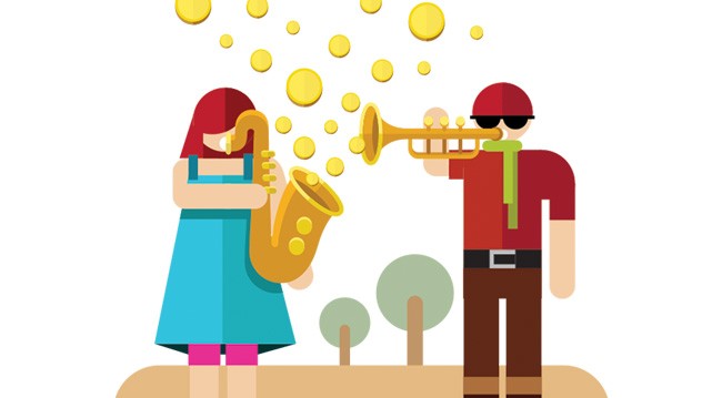 drawing of people playing music drawing of people playing music