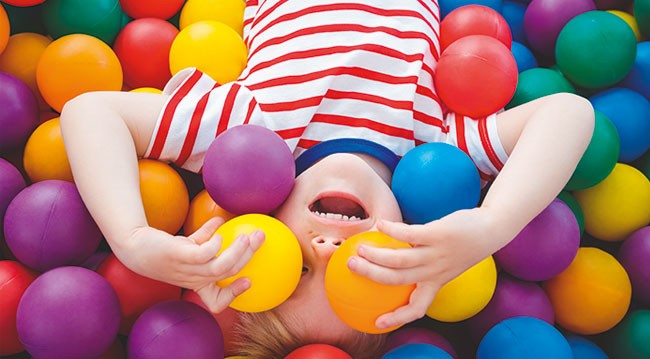 Child in ballpit