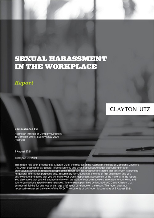 Sexual harassment in the workplace report cover