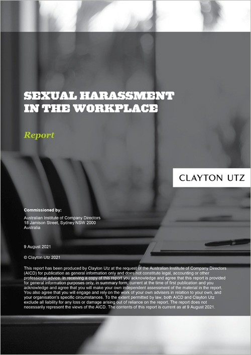 Sexual harassment in the workplace report cover Sexual harassment in the workplace report cover