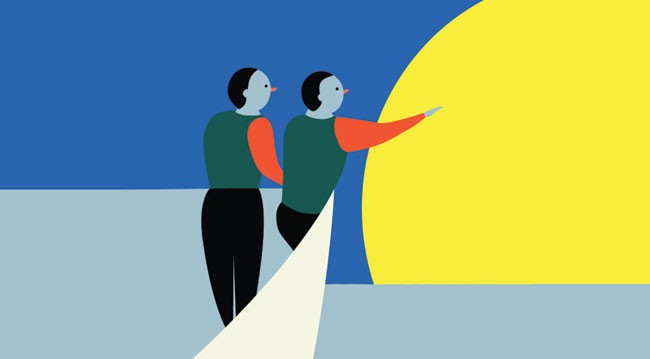Future of franchising Digital illustration of boat heading towards horizon