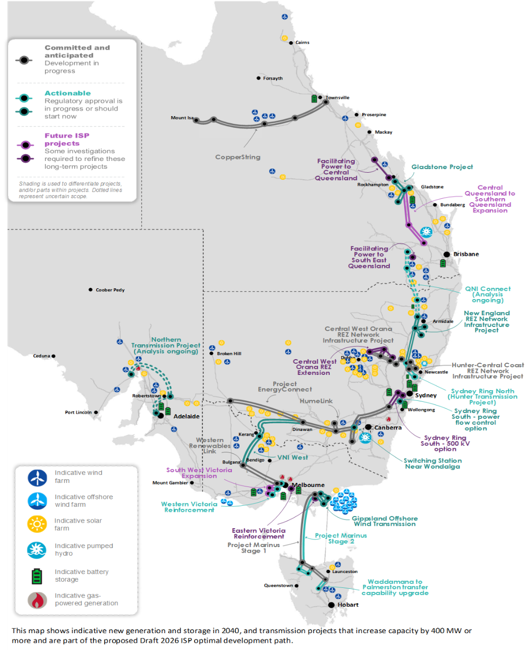 Figure 3: Transmission projects in the proposed Draft ISP