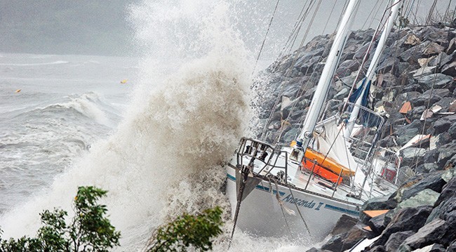 boat in a cyclone